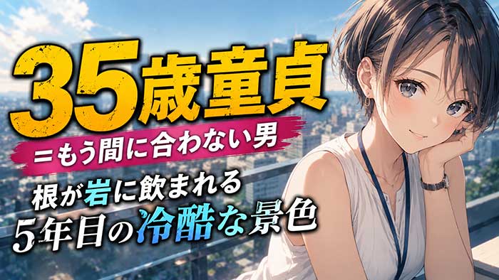 35歳で童貞は『もう間に合わない男』認定？根が岩に飲まれる5年目の冷酷な景色