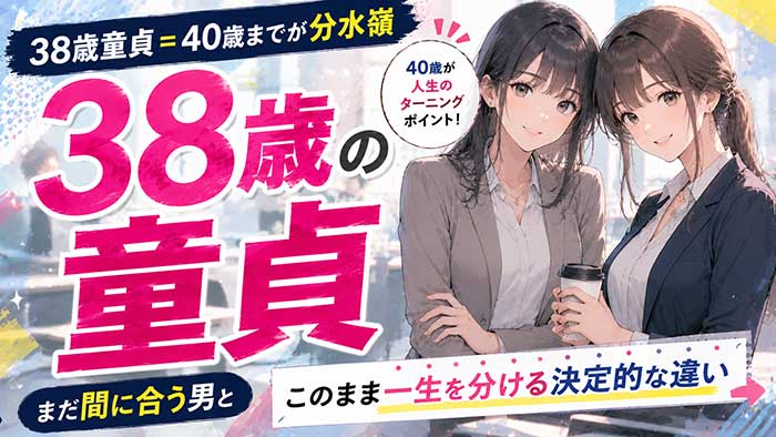 38歳童貞は40歳までが分水嶺！"まだ間に合う男"と"このまま一生"を分ける決定的な違い