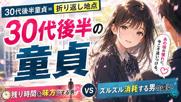 30代後半で童貞は人生の折り返し地点！残り時間を味方にする男とズルズル消耗する男の違い