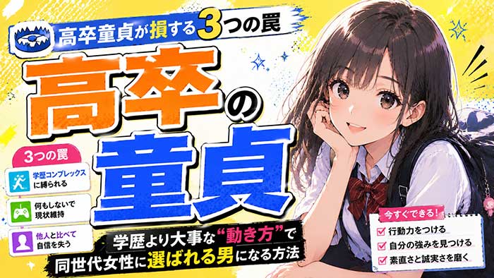 高卒童貞が損する3つの罠｜学歴より大事な"動き方"で同世代女性に選ばれる男になる方法